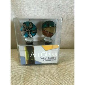 LS Arts Art Glass Wine Bottle Stoppers New In Box